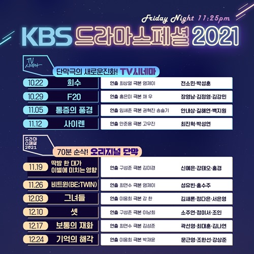 ‘드라마 스페셜 2021’ 라인업 사진=KBS2 ‘드라마 스페셜 2021’