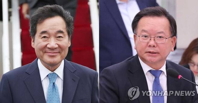 더불어민주당 이낙연 전 대표(왼쪽)과 김부겸 총리.   연합뉴스 