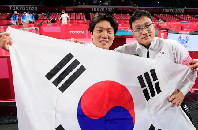 탁구 대표팀 주영대(오른쪽)와 김현욱. 도쿄(일본)=사진공동취재단