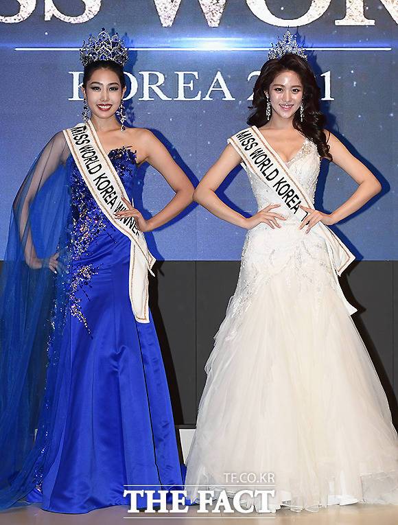 2021 미스 월드 코리아 대상 홍태라(왼쪽)와 1위 박진희.