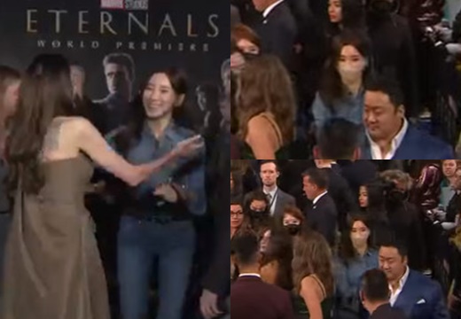 The latest episode of broadcaster Ye Jung-hwa, 33, was captured by surprise in four years.He accompanied the The Eternals world premier scene of Couple Ma Dong-Seok, 50, and showed off his unwavering love affair for five years.The World Premier Red Carpet Event of Marvels new film The Eternals was held at the Dolby Theater in Los Angeles on the 18th (local time).Director Chloe Zhao, Angelina Jolie, Richard Madden, Kumail Nanjiani, Lauren Ridloff, Brian Tyree Henry, Selma Hayek, Gemma Chan, Kit Harrington and Barry Caogan.Here, domestic actor Ma Dong-Seok was pleased to step on Red Carpet as one of the main cast members.The event was broadcast live on YouTube channel Marvel Entertainment, and another familiar face was noticed and surprised Korean netizens.The main character was Ye Jung-hwa, who was guarding the side of Ma Dong-Seok.Ye Jung-hwa looked like wearing a mask but attracted attention with her innocent beauty.In particular, he added attention to the recent situation in four years after the controversy over the damage of the famous plum plum plum in the Jeonju Gyeonggi Province in 2017.The last activity is also a boyfriend support shootout, and it is a cameo appearance of Ma Dong-Seoks 2017 movie Crime City.Ma Dong-Seok and Ye Jung-hwa overcame the 17-year-old and officially acknowledged their devotion in November 2016.In the fifth year of growing pink love, Ma Dong-Seok made a glimpse of his limited love with Ye Jung-hwa in his Hollywood debut event.In particular, he attracted a lot of crowds and focused attention on Ye Jung-hwas hand even in complex field situations.In addition, Ma Dong-Seok introduces Ye Jung-hwa directly to Angelina Jolie.Angelina Jolie approached Ye Jung-hwa, who had the world Premier scene on camera, and welcomed her and gave a warm atmosphere.Ye Jung-hwa also responded with a bright smile.Marvel Studios The Eternals is a film about the immortal hero who has lived without revealing its appearance for thousands of years, joining forces again to confront the oldest enemy of mankind, Debianz, since Avengers: Endgame.Domestic actor Ma Dong-Seok, who has been greatly loved by his overwhelming presence and extraordinary character in Busan, Crime City and With God series, joined Gilgamesh.It will be released on November 3.