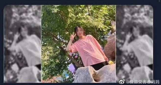 [서울=뉴시스] 중국에서 12세 딸이 코로나19 백신을 맞은 뒤 숨졌다고 호소해온 40대 여성이 ‘공공 질서’를 어지럽히고 선동했다는 이유로 공안에 구금됐다. 허난성 푸양시 공안당국에 체포된 장옌훙(蔣艶紅·44)의 딸 생전 모습. <사진출처: 웨이보>2021.10.20