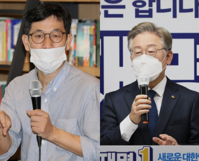진중권 전 동양대 교수(왼)와 이재명 경기지사. (사진=뉴시스)