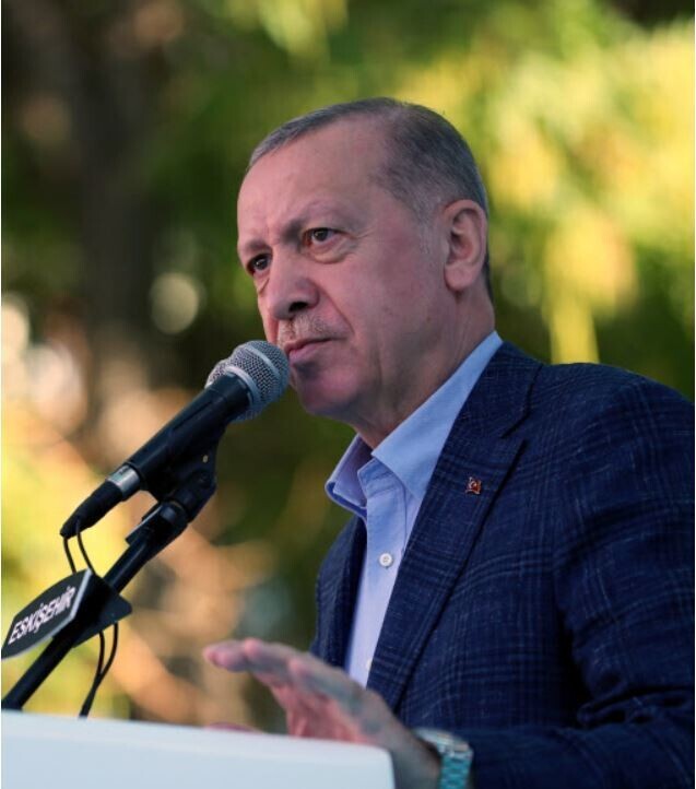레제프 타이이프 에르도안 터키 대통령이 23일 터키 북서부 에스키세히르에서 지지자들에게 반정부 인사 석방을 요구한 서방 10개국 대사의 추방이 가능한 조처를 명령했다고 밝히고 있다. 로이터 연합뉴스