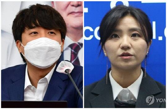 이준석(왼쪽) 국민의힘 대표와 김소연 변호사. 연합뉴스