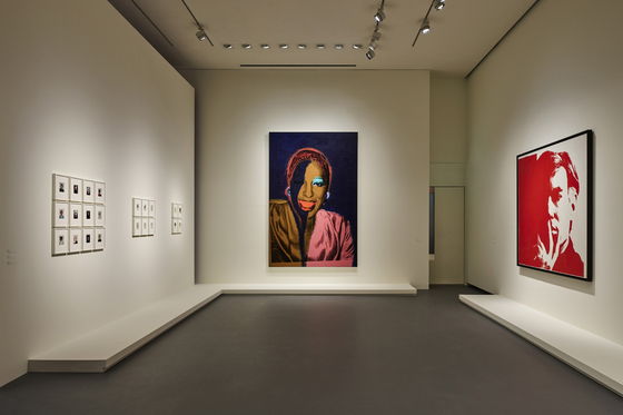 From left, polaroid photos, "Ladies and Gentlemen (1975)" and "Self-Portrait (1967)" [FONDATION LOUIS VUITTON & THE ANDY WARHOL FOUNDATION FOR VISUAL ARTS INC.]