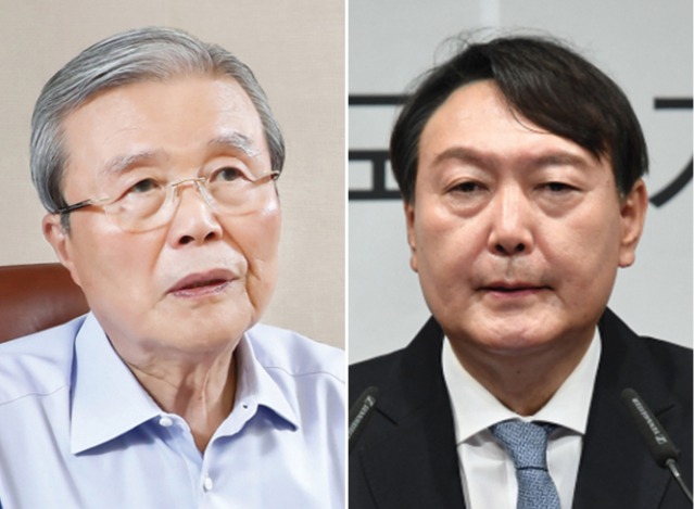 김종인 국민의힘 전 비대위원장(왼쪽)과 윤석열 국민의힘 대선 후보 ⓒ연합뉴스·시사저널