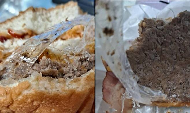 세종시 조치원에 있는 유명 햄버거 체인점 햄버거에서 비닐이 나왔다. /연합뉴스