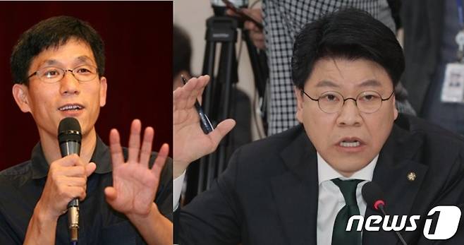 진중권 전 동양대 교수(왼쪽)와 장제원 국민의힘 의원(오른쪽). © 뉴스1