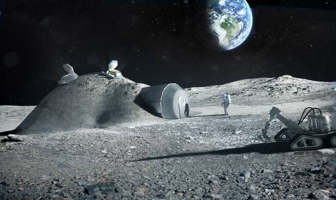달 유인기지 상상도. 나사는 달에 원전을 세워 우주기지에 전기를 공급할 계획이다./ESA