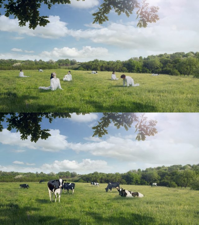 여성을 젖소에 비유해 논란이 된 광고 영상. 유튜브 갈무리