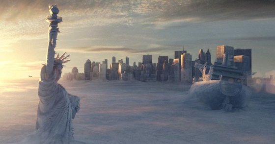 SF영화 투모로우의 한 장면. 극한의 한파가 몰아쳐 미국 뉴욕이 얼음과 눈의 도시로 변했다. [중앙포토]