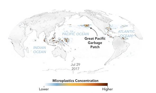 플라스틱 쓰레기 바다로 얼마나 퍼졌나…NASA, 애니메이션 세계 지도 공개(사진=NAASA)