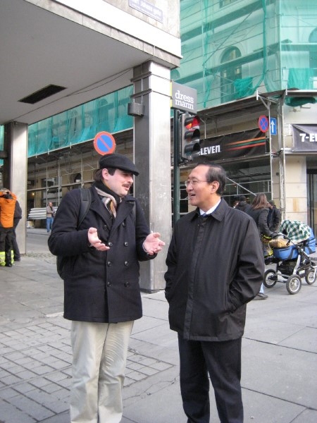 ▲2008년 11월 노르웨이 방문 당시 박노자 교수(오슬로대)와 노회찬 Ⓒ노회찬재단