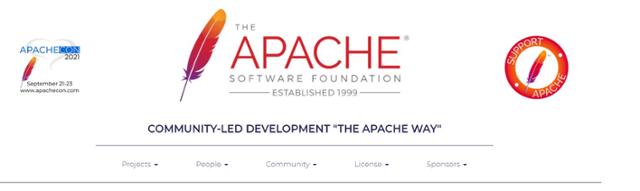 아파치재단은 애플리케이션 동작 로깅과 관련된 오픈 소스 소프트웨어를 만들고 이를 무료로 제공한다. 아파치재단 홈페이지 캡처
