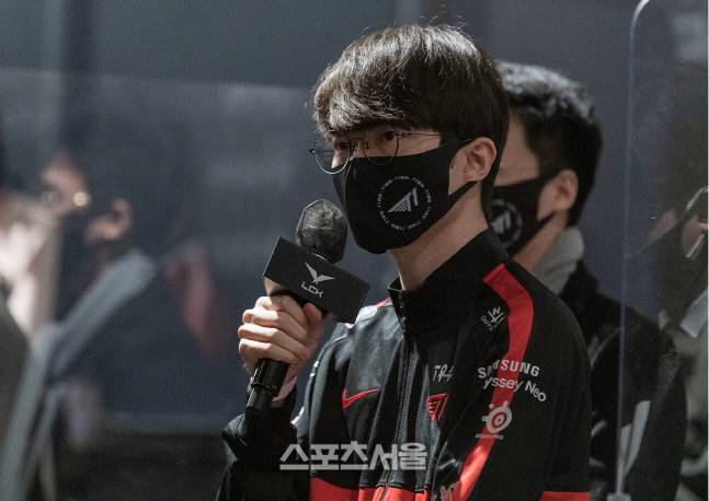 2022 LCK 스프링 개막 기자간담회에 참석한 T1 ‘페이커’ 이상혁. 제공 | LCK