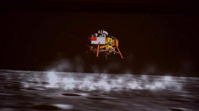 달 지표면에 성공적으로 착륙한 중국의 무인 달 탐사선 창어 5호의 모습(사진=CNSA)