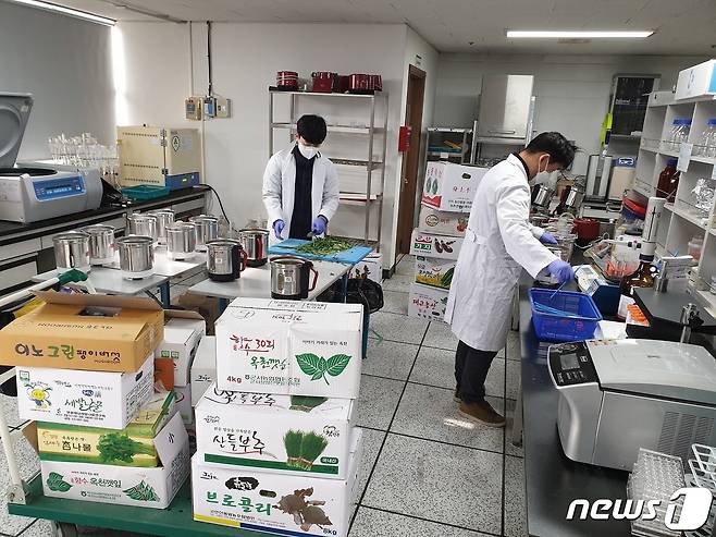 대전시 보건환경연구원이 농산물에 대한 잔류농약, 중금속 등의 검사를 하고 있다.(대전시 제공)© 뉴스1