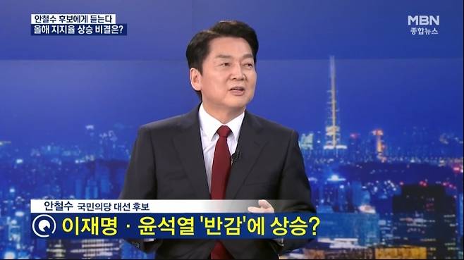 MBN 종합뉴스에 출연한 안철수 국민의당 대선 후보.