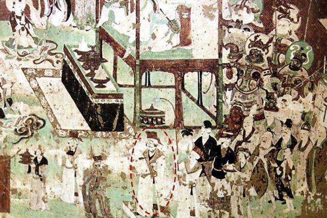 둔황 막고굴 159굴 동벽 남쪽 ‘토번 짼뽀 예불도’. 둔황연구원 화보집