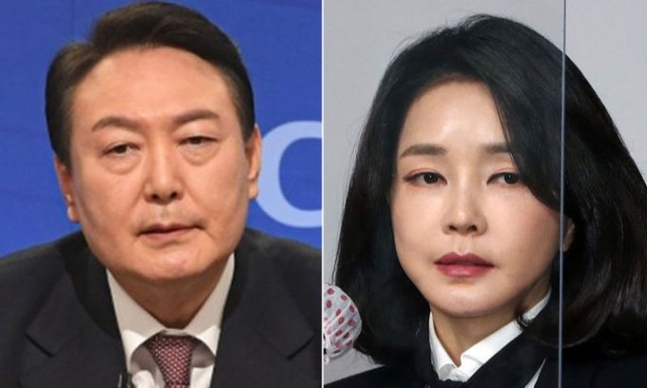 국민의힘 윤석열 대선후보와 부인 김건희씨.