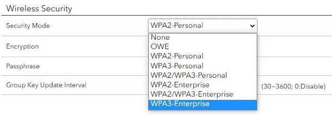 기업 환경에 적합한 WPA3-Enterprise 암호화 기술을 지원한다