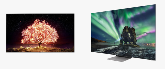 LG 올레드 TV(왼쪽)와 삼성 네오 QLED TV(오른쪽) / 사진 = LG전자, 삼성전자 홈페이지 캡처