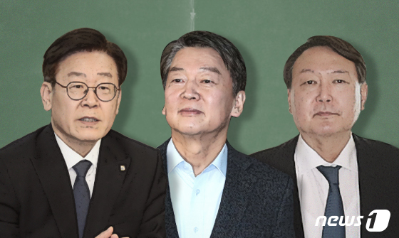 (왼쪽부터) 이재명 더불어민주당·안철수 국민의당·윤석열 국민의힘 대선 후보. © News1 최수아 디자이너