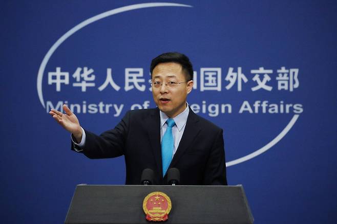 자오리젠 중국 외교부 대변인. AP통신