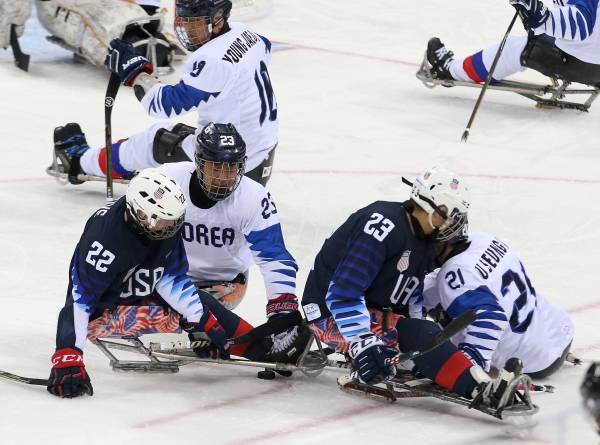 2018 평창 동계패럴림픽에서 미국과 경기하는 한국대표팀의 모습. 사진|장애인체육회 제공