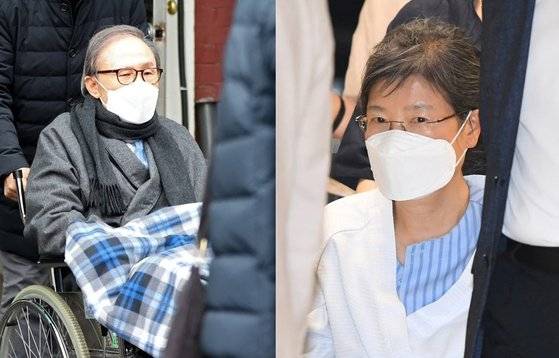 박근혜 전 대통령과 이명박 전 대통령. 연합뉴스