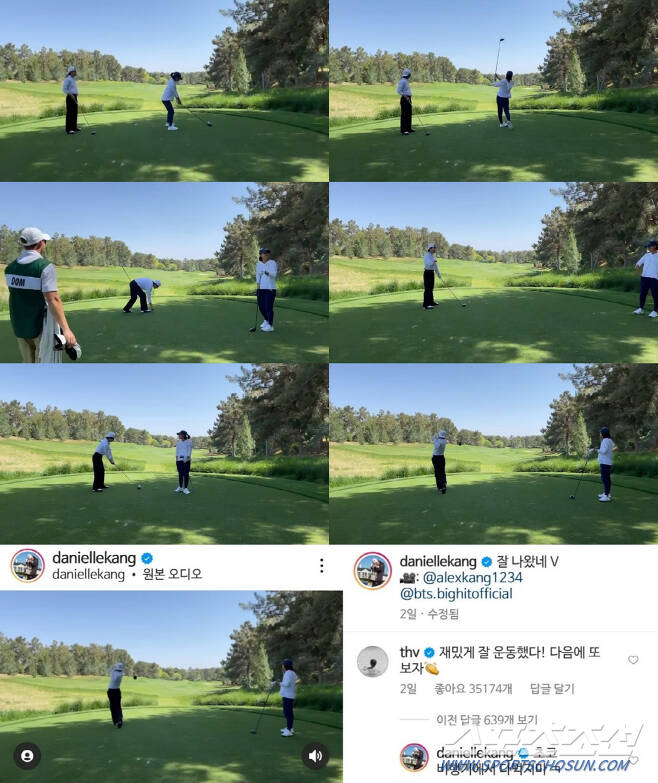 BTS V was shown playing golf with the LPGA Superstar Daniel River, giving fans pleasure and surprise.Daniel Kang, a Korean-American United States of America golfer who ranks third in the World Womens Golf Ranking on the 18th, posted a video of enjoying V and golf on SNS with the article Good V.In the video, the Daniel River first tee shot, and V, standing in the background of the blue sky and green grass, was watching the Daniel River fly a cheerful driver shot.The golf course has a small flow of jazz music that V likes, so I was able to get a glimpse of peaceful and comfortable daily life.When the Daniel River finished swinging, V took a position and told Daniel something, the Daniel River gestured and laughed.Daniel River laughed around when he told his brother Alex Kang, who was filming the video, I told him Ill show you.The ball flew off with a cheerful sound as V made a soft but power-swing, and the power and flexible swing posture from Vs tall, long limbs caught the eye.V, who only recently claimed to be Golin (Golf + Children), is surprised by his excellent golf skills.A few days ago, he posted a video of him doing Birdy, smiling and enjoying himself to Instagram Stories, giving fans healing.V has done Birdy several times and has once done eagle, showing a special talent for golf.V on the Daniel Rivers Instagram account said: I had fun exercising!Ill see you next time, said Daniel Kang, saying, Do not eat it all on a chocolate plane. The LPGA official account posted a golf video of the V and Daniel rivers and expected their rounding, saying, We need collaboration.V has enjoyed excellent golf skills and absolute beauty while enjoying golf with the LPGA Superstar Daniel River, said Essential Sports, a United States of America sports news site. V has a good golf swing posture.