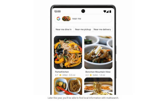 구글의 ‘내 주변’ 검색 기능으로 잡채를 파는 한식당을 찾은 결과.  구글 제공