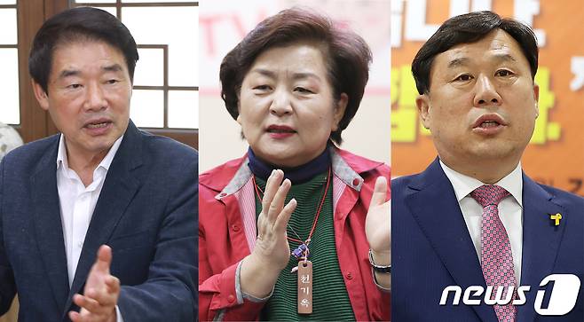 좌측부터 정천석 후보, 천기옥 후보, 김종훈 후보.© 뉴스1