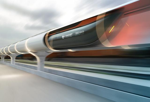 네덜란드의 하르트 하이퍼루프(Hardt Hyperloop)사가 그린 하이퍼루프 여객 운송 캡슐 개념 디자인. 하르트 하이퍼루프 제공