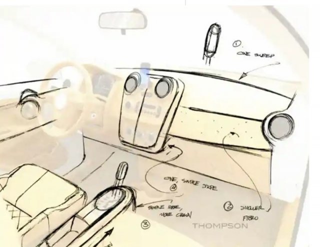 미 자동차 스타트업 ‘브이-비히클’의 디자이너 브라이언 톰슨이 2010년 스티브 잡스의 제안을 참고해 그린 자동차 내부 디자인. 가디언은 “이는 애플의 자동차에 대한 단서를 제공한다”고 보도했다. 가디언 캡쳐