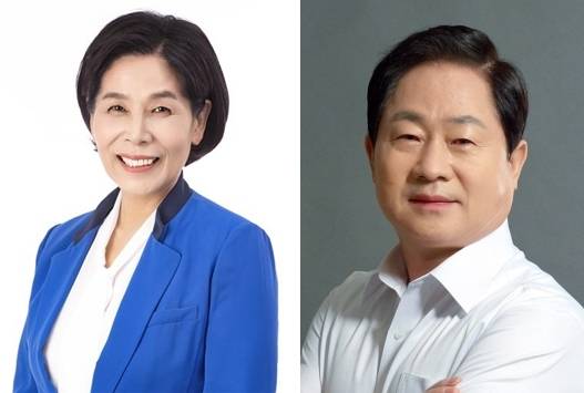 왼쪽부터 남양주시장 선거에 출마한 더불어민주당 최민희 후보, 국민의힘 주광덕 후보 © 뉴스1