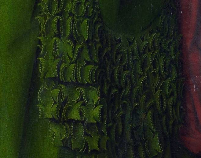 얀 반 에이크, 아르놀피니 부부의 초상(일부), 59.7cm X 81.8cm, 1434