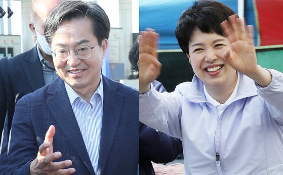 더불어민주당 김동연 경기지사 후보(왼쪽)와 국민의힘 김은혜 경기도지사 후보. 연합뉴스