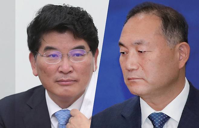 더블어민주당 박완주 의원(왼쪽)과 김원이 의원ⓒ시사저널 박은숙·연합뉴스