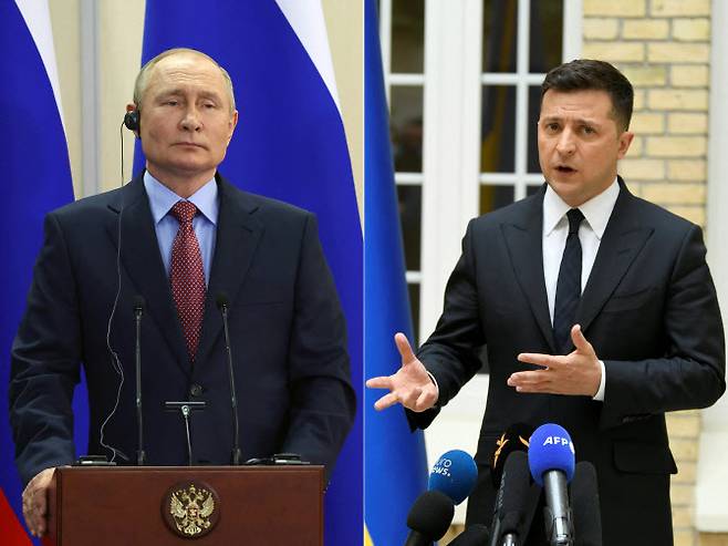 블라디미르 푸틴(왼쪽) 러시아 대통령과 볼로디미르 젤렌스키 우크라이나 대통령. (사진=AFP)
