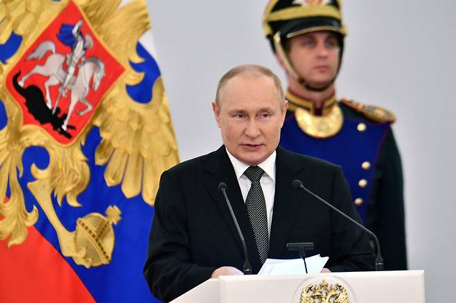 블라디미르 푸틴 러시아 대통령의 모습. [AFP]