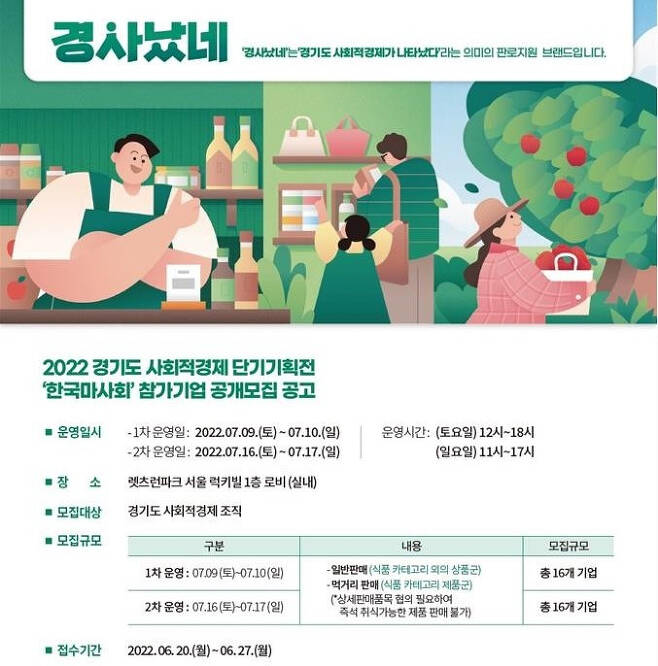 '2022 사회적 경제 단기기획전' 참가기업 모집 안내문. / 자료제공=경기도
