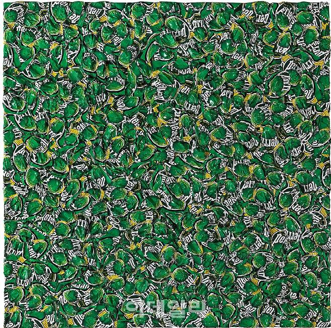 김춘환 ‘만화경’(Kaleidoscope 210905·2021), 캔버스에 종이, 130×130㎝(사진=가나아트)