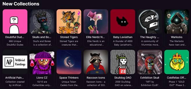 '매직 에덴'에 등록된 새로운 NFT 컬렉션. /사진='매직 에덴' 홈페이지 캡처