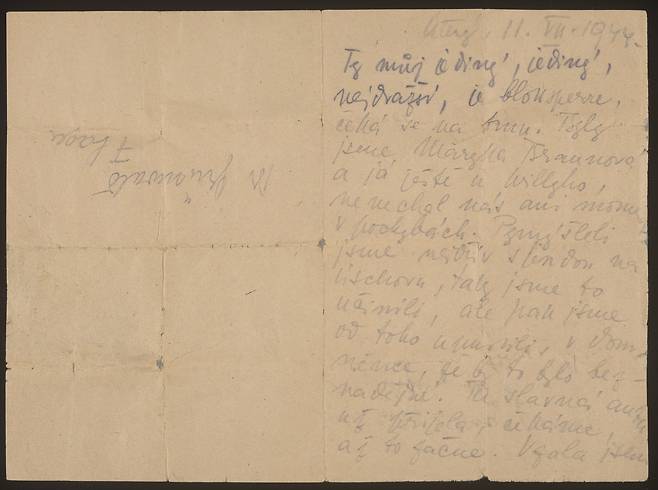 아우슈비츠에서 가스실로 가기 전 아내 빌마가 남편 쿠르트에게 쓴 편지 [미국 홀로코스트 추모 박물관 제공. 재판매 및 DB 금지]