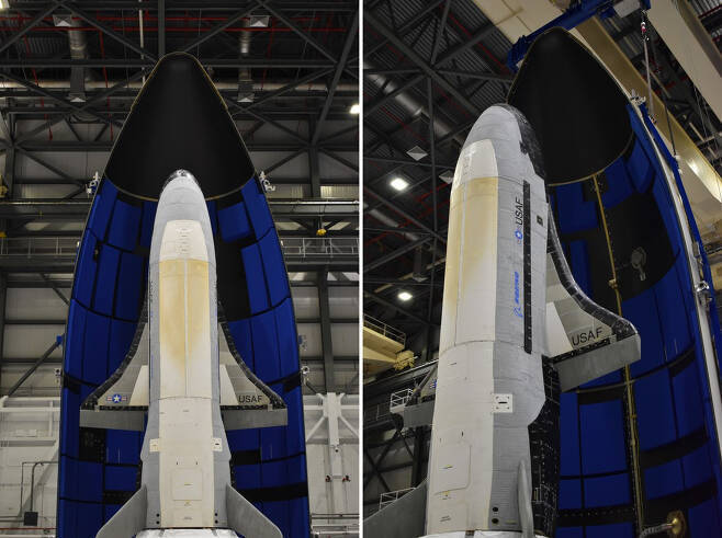 2020년 5월 아틀라스 V 로켓의 보호덮개인 페어링에 수납되는 X-37B(사진=보잉)
