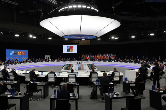 (마드리드=뉴스1) 오대일 기자 = 29일 오후(현지시간) 스페인 마드리드 이페마(IFEMA) 국제회의장에서 나토(NATO·북대서양조약기구) 동맹국·파트너국 정상회의가 열리고 있다. (대통령실사진기자단) 2022.6.30/뉴스1