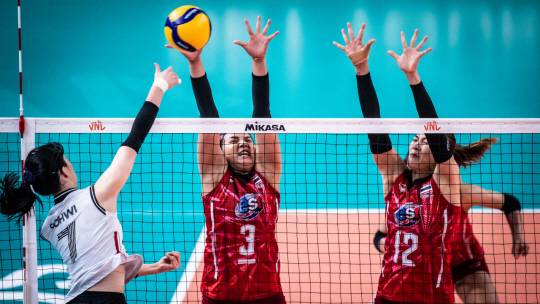 m95hjmyp4zizrhu5ctnq : 강소휘가 29일 밤(한국시간) 불가리아 소피아의 아르미츠 아레나에서 열린 태국과의 2022 FIVB 발리볼네이션스리그 예선 3주차 9차전에서 공격을 시도하고 있다. FIVB 홈페이지 캡처