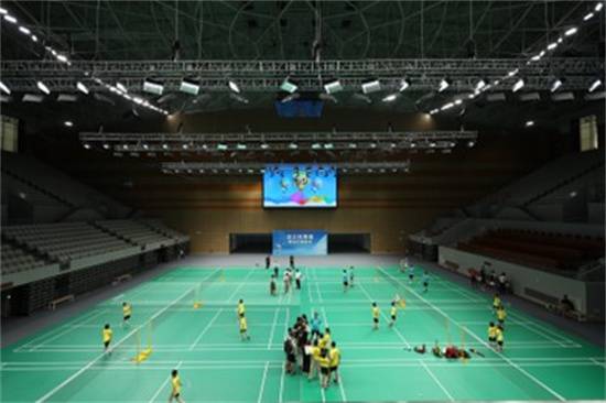 일반인 개방 하루 전 배드민턴경기장 시설 테스트 모습. 사진=항저우아시안게임 조직위원회 제공